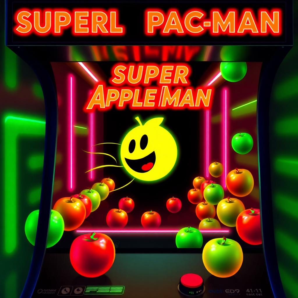 Super ApplePacMan — Get The Apples If You Can arcade cabinet art