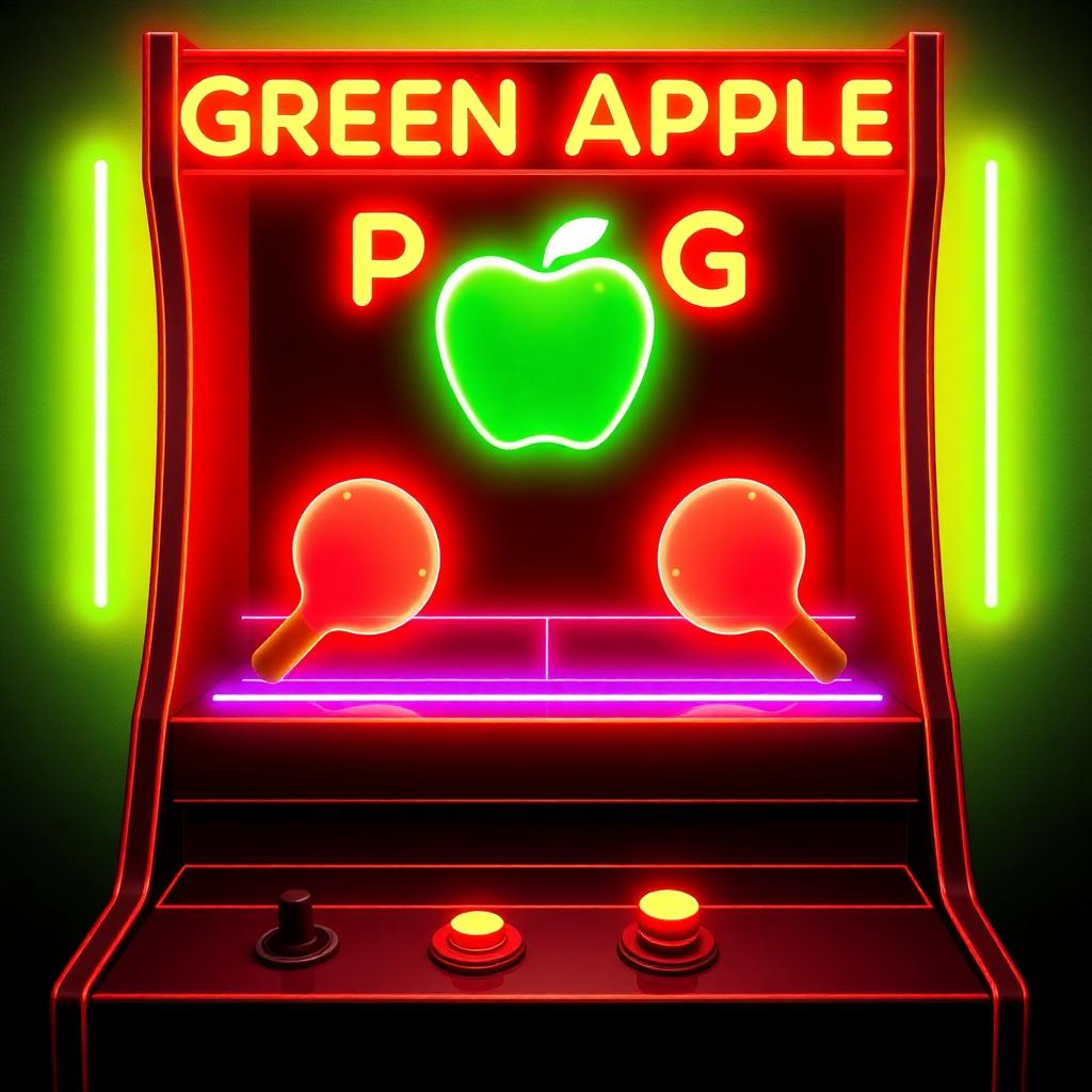 Green Apple Pong arcade cabinet art